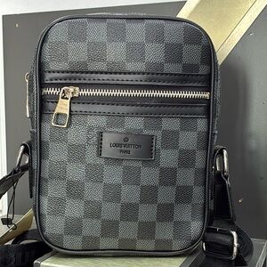 Black and Gray Damier Messenger Crossbody Bag